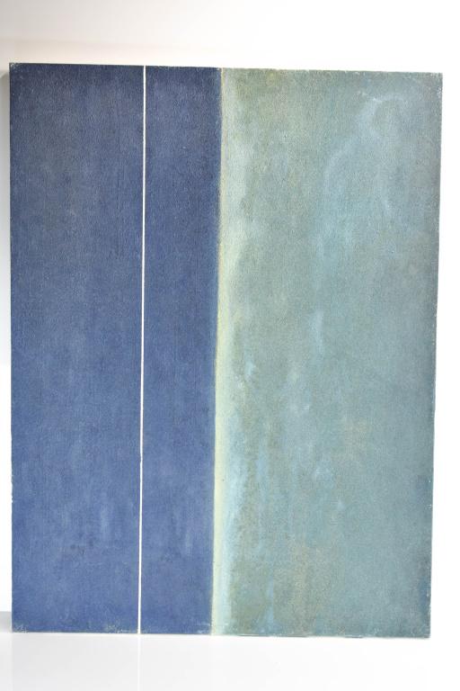 Herbstreith: Black and and blue with white line. Artist: Charles Herbstreith Discovery art. Pop Culture and Pop Art is identifiable by consumer symbols such as a can of Campbell's Soup or celebrities such as Maril