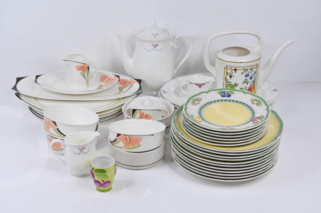 Villeroy & Bach China Iris, Bel Fiore Lot of 38: Includes (38) 3 partial sets, Iris, Bel Fiore, and French Garden. Assorted dinnerware and more.
