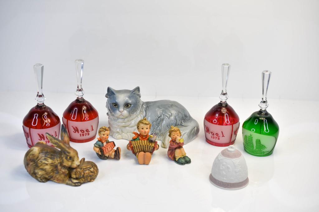 Goebel Bells, Cat, Rabbit, Figurines Lot of 10: Includes (10) Goebel cat, rabbit, figurine and Bells are 7" in height.