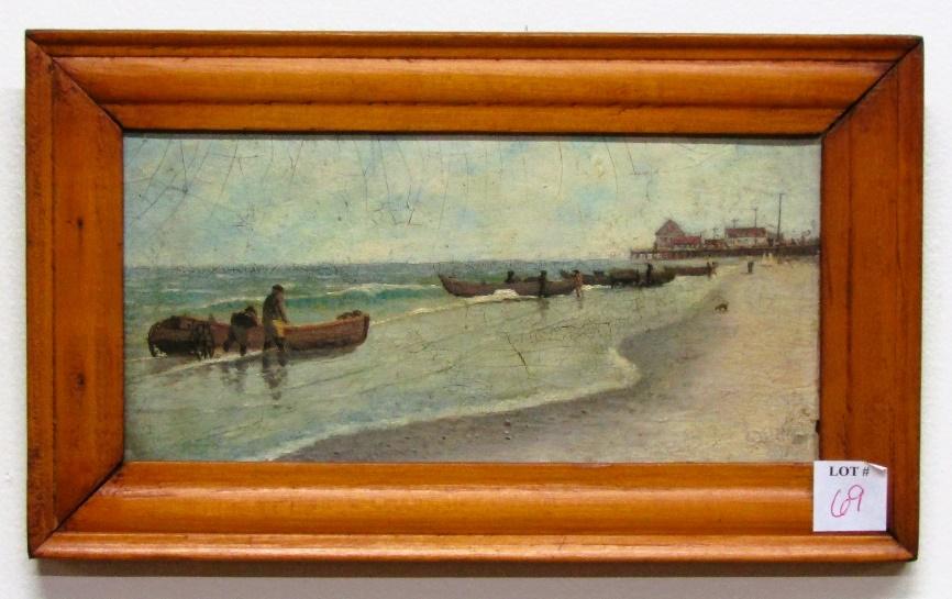 Seascape With Boats Impressionist Oil Painting: Signed, But Illegible. Additional Work On The Reverse. Seascape With Boats; Oil On Panel; 7"x12