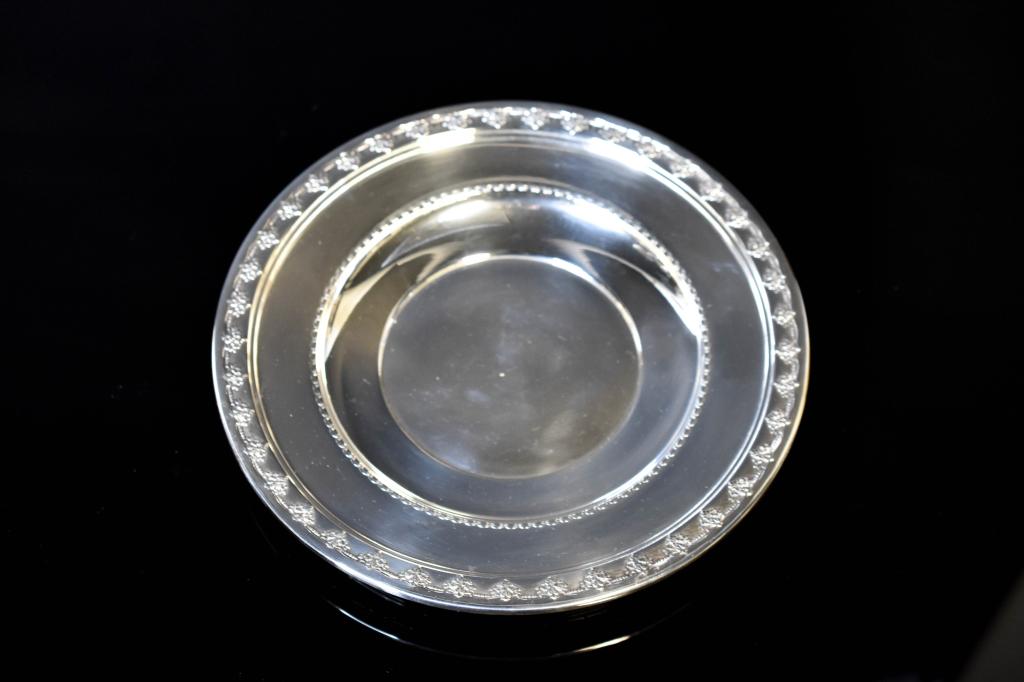 Reed & Barton Sterling Dish: Includes A Reed & Barton Sterling X456 Dish With A Floral Pattern On The Outer Rim. Measures Approx. 9.5" In Diameter And Weighs Approx. 6.26 Ozt.