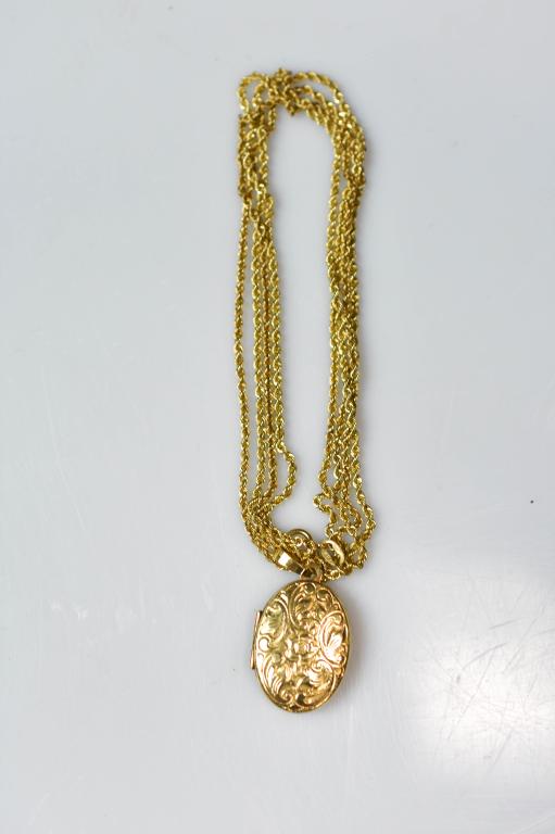Gold Necklace With Gold Locket Pendant (1 of 3)