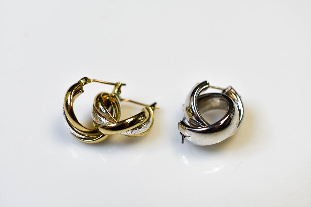 2 Pair Gold Hoop Earrings (1 of 2)