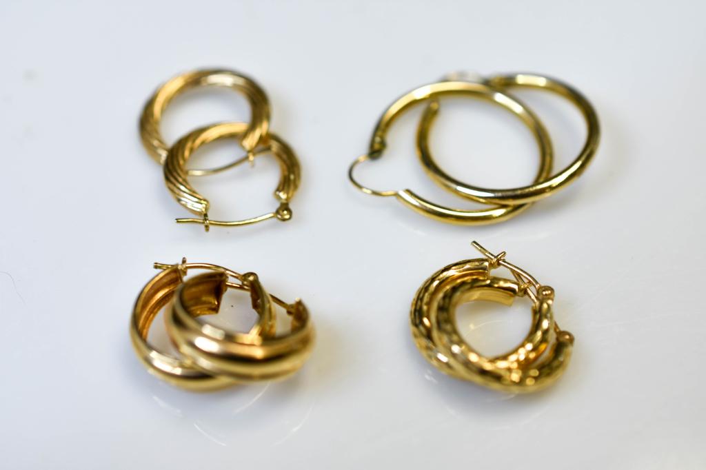 4 Pair Of Gold Hoop Earrings (1 of 8)
