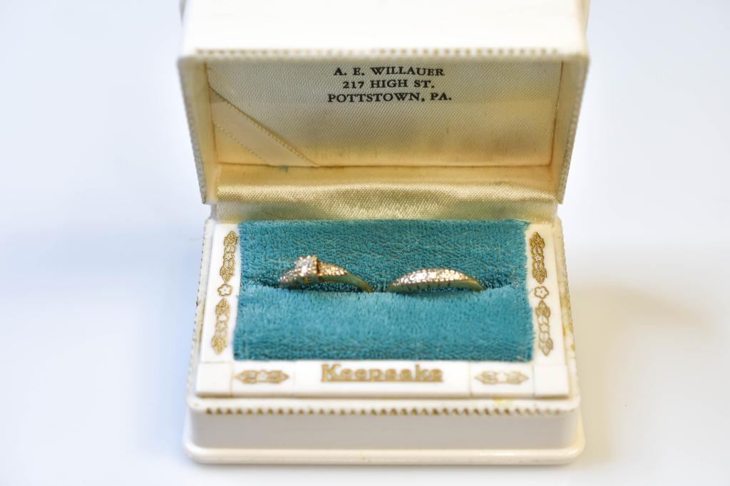 Lady's Diamond Engagement Ring And Diamond Band (1 of 7)