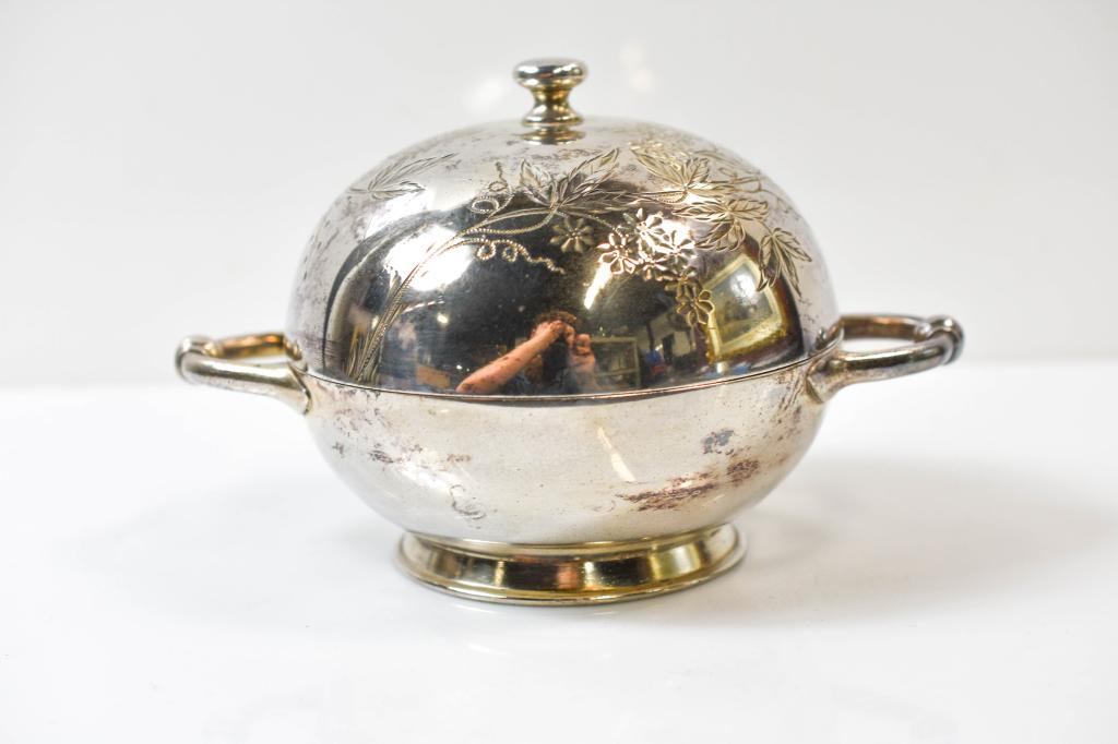 Antique Victorian Silver Plate Butter Dish (1 of 6)