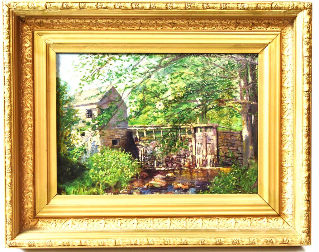 Oil On Board Painting Water Mill Scene: Includes: Oil On Board Painting Water Mill Scene No Sig. Measures Approximately: 8.5" X 11.5" (viewable)