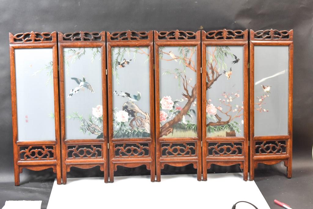 Antique Chinese Table Screen: Includes An Ornate Antique Chinese Table Screen Measuring Approx. 42"l By 22.5"h.