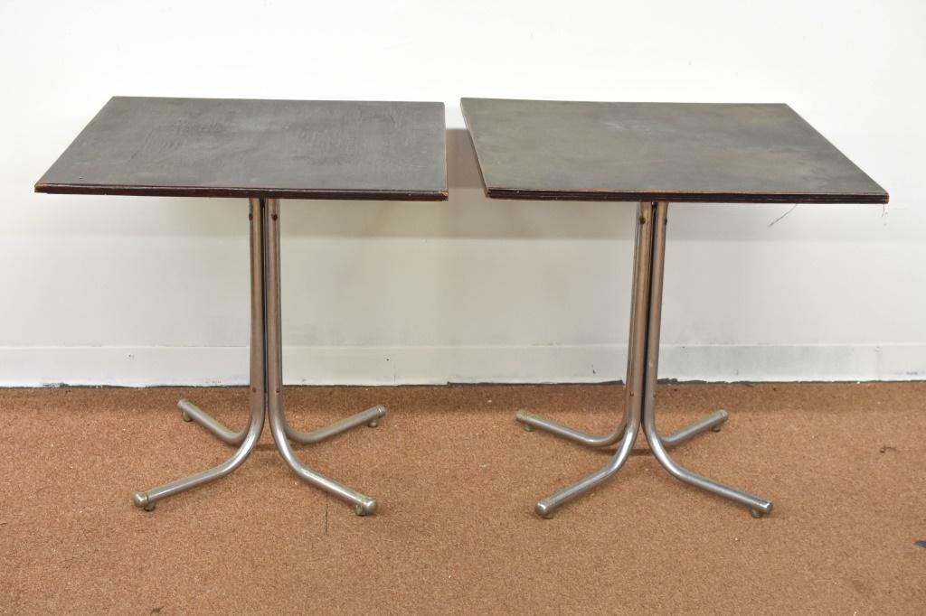 Lloyd Dinette Tables: Includes a pair of Lloyd dinette tables that came in with lots #417 and #418 and show well with those lots; however, it is unknown whether tables are K.E.M. Weber designed. One table is missing its ha