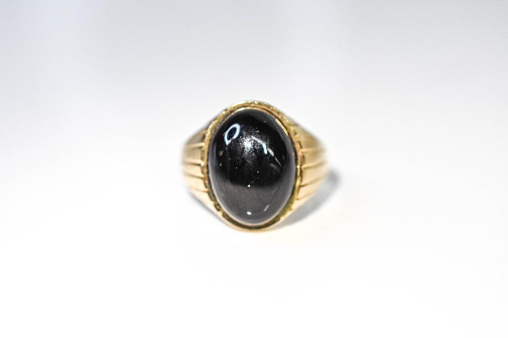 14K Onyx Cabochon Gold Men's Ring (1 of 3)