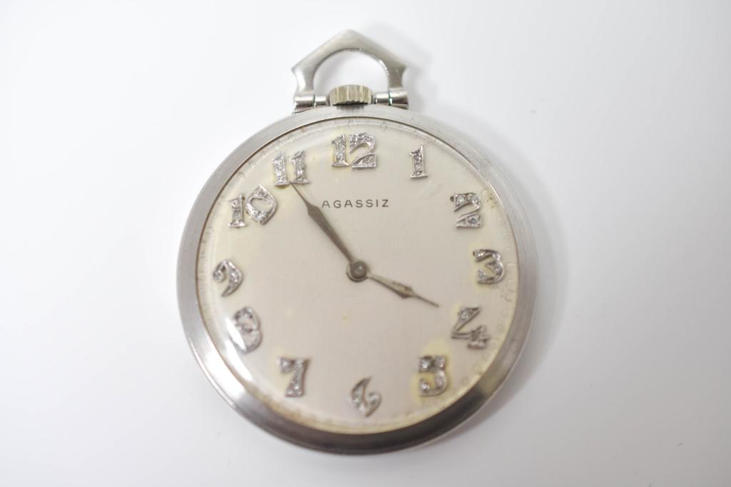 Agassiz Diamond and Platinum Picket Watch: Agassiz Diamond and Platinum Pocket Watch 30.9 dwt including works, case measures approx. 41 mm wide