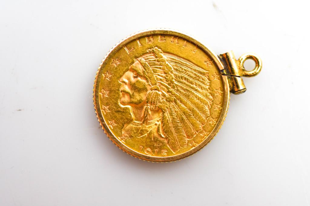 2 1/2 Dollar Indianhead Gold Piece 1915 (1 of 2)