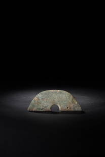 AN ARCHAIC JADE PENDANT, NEOLITHIC PERIOD: AN ARCHAIC JADE PENDANT, NEOLITHIC PERIOD新石器時代 玉璜