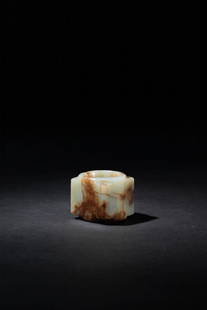 A CELADON AND RUSSET JADE CONG, SONG DYNASTY: 宋 玉琮A CELADON AND RUSSET JADE CONG, SONG