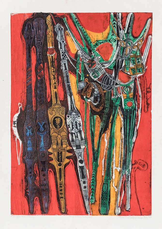 Egben Vera Okhore (Red Base) - Bruce Onobrakpeya (1 of 3)