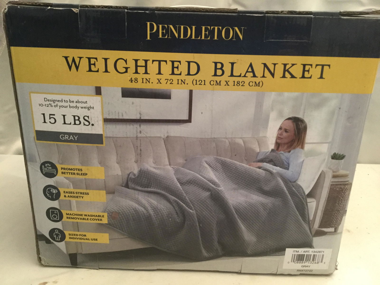 Pendleton Weighted Blanket Gray 15lbs (1 of 1)