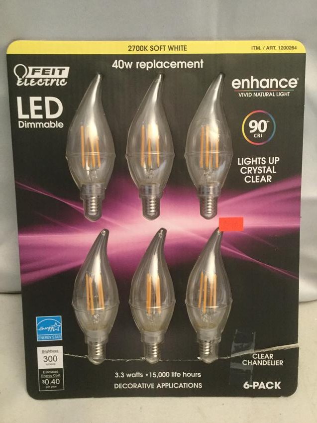 Feit LED Dimmable Clear Chandelier Bulbs: Light Bulbs