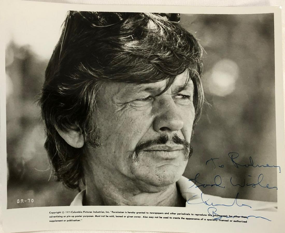 LOT 4 ORIGINAL AUTOGRAPHED PHOTOS: LOT 4 ORIGINAL AUTOGRAPHED PHOTOS - CHARLES BRONSON, RANDOLPH SCOTT, RICHARD BURTON AND ONE OTHER