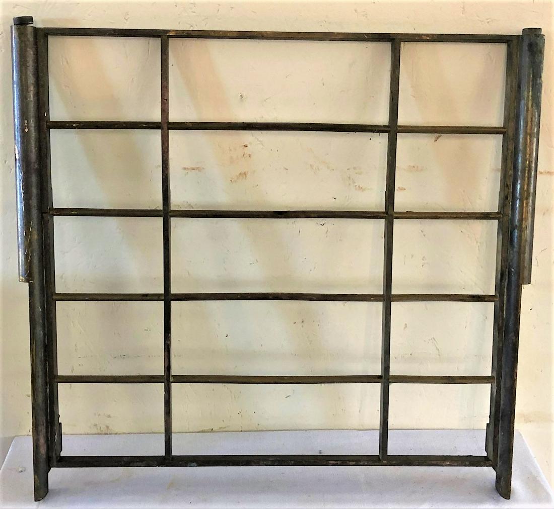 ANTIQUE BRONZE BANK / TICKET BOOTH 'WINDOW': ANTIQUE BRONZE BANK / TICKET BOOTH 'WINDOW' W/ HINGED DOOR WITH LATCHES
