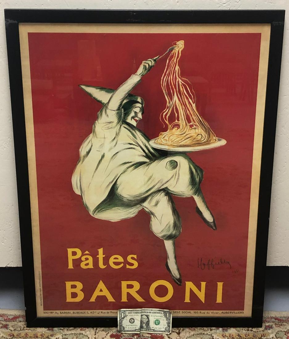 VINTAGE FRENCH "PATES BARONI" PASTA POSTER: 31" X 23 1/8"
