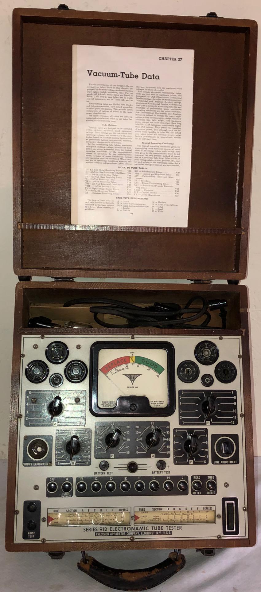 SERIES 912 ELECTRONAMIC TUBE TESTER: VINTAGE RADIO / TELEVISION TUBE TESTER - ELMHURST, N.Y. U.S.A.