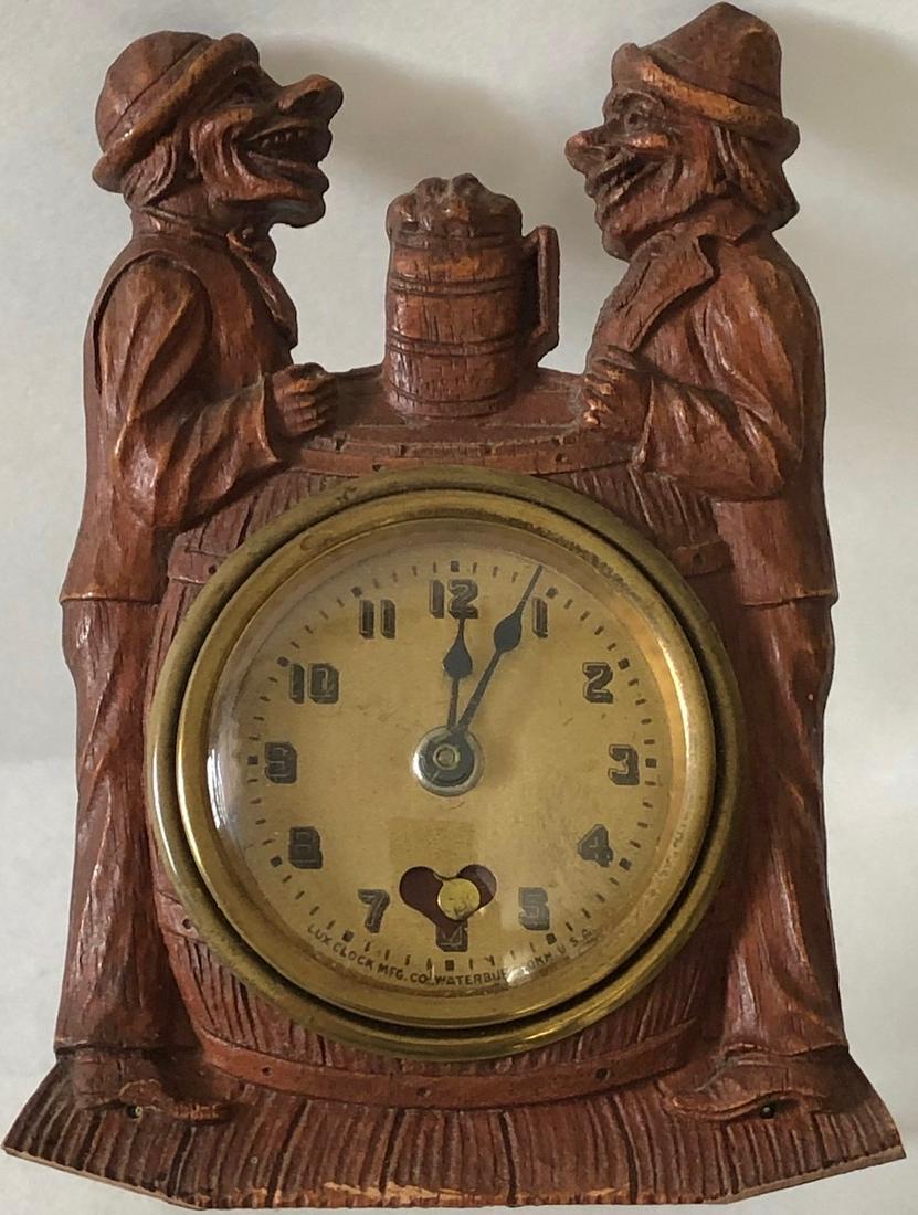 LUX: MAHOGANY FINISH - THE LUX CLOCK MFG. CO. WATERBURY CONN. U.S.A. - CIRCA 1933 - 5" HIGH X 3" WIDE