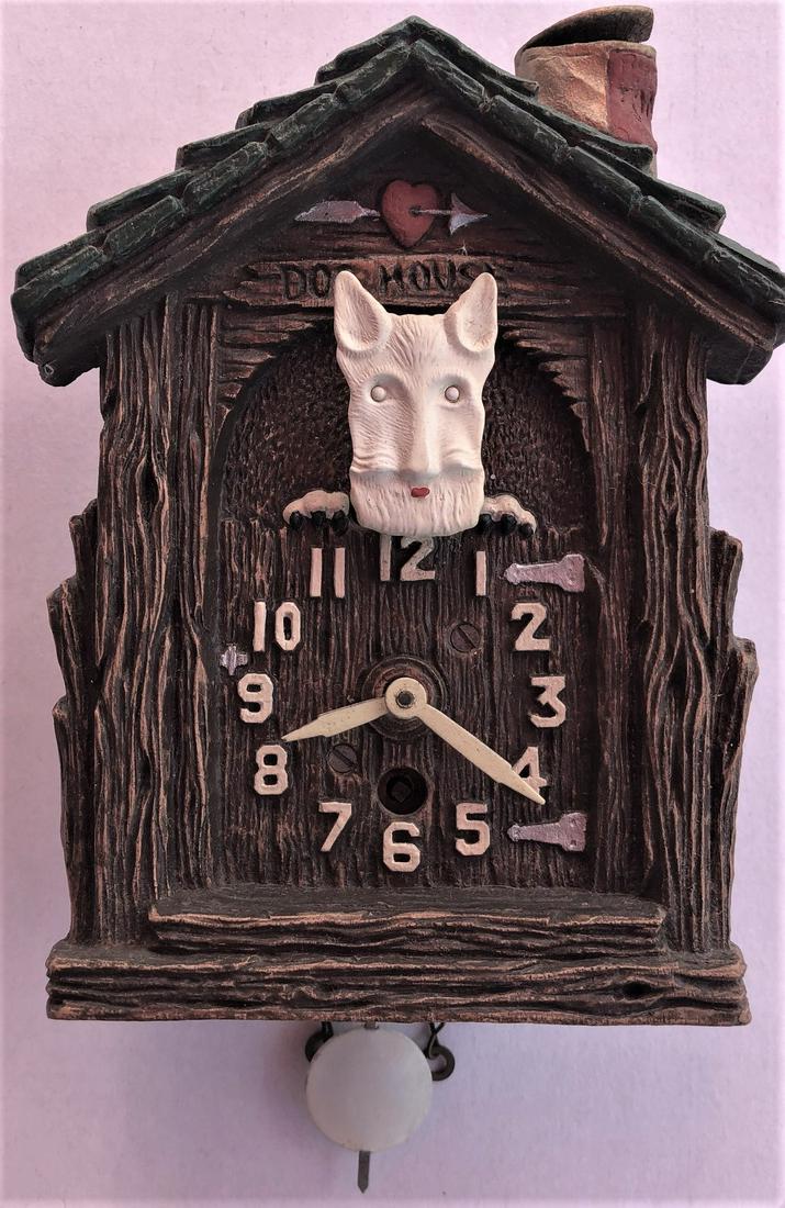 ANIMATED 'DOG HOUSE' PENDULETTE CLOCK - Jun 27, 2020 | Heart Felt Antiques & Auction Service in VT ANIMATED 'DOG HOUSE' PENDULETTE CLOCK - Jun 27, 2020 | Heart Felt Antiques & Auction Service in VT
