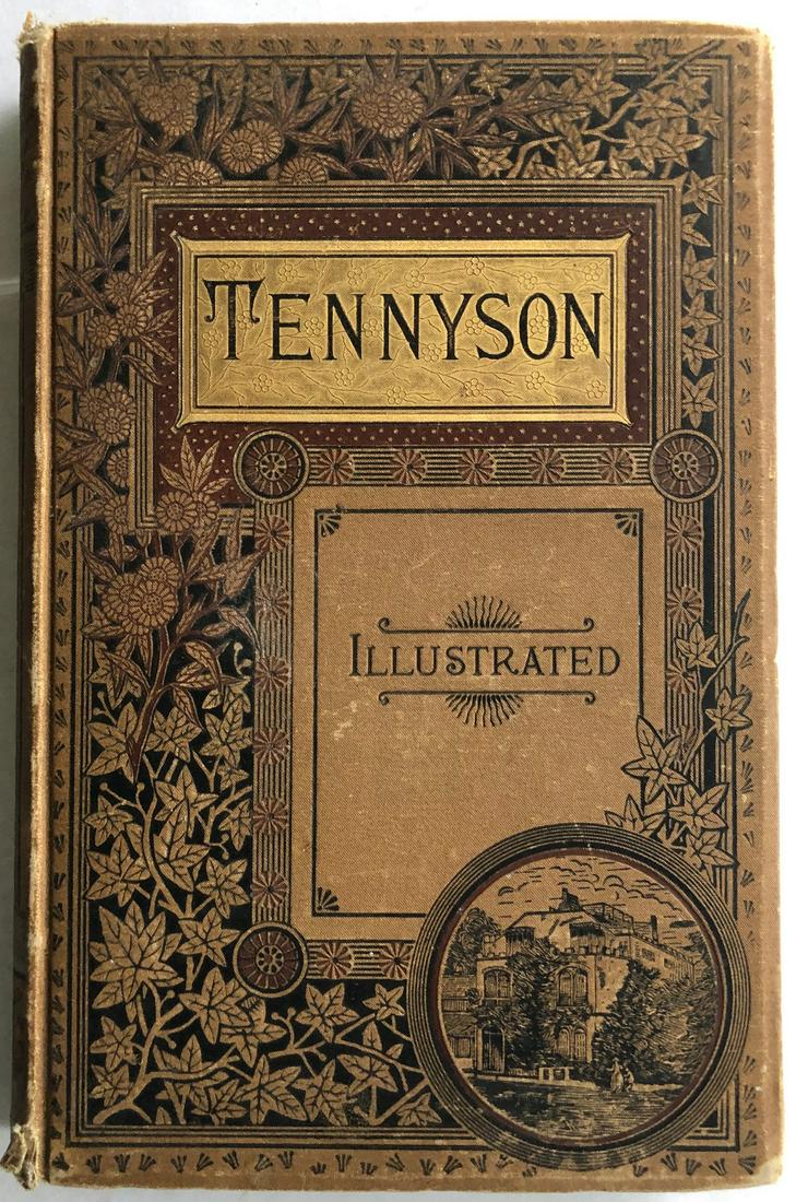 ANTIQUE BOOK - "TENNYSON WORKS" 1885: "THE COMPLETE POETICAL WORKS OF ALFRED LORD TENNYSON" COPYRIGHT 1884 BY HARPER BROTHERS