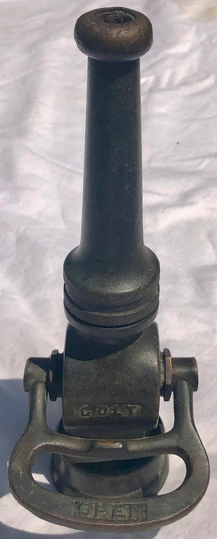 "COLT" BRASS FIRE NOZZLE: COMPLETE AND INTACT - ORIGINAL PATINA