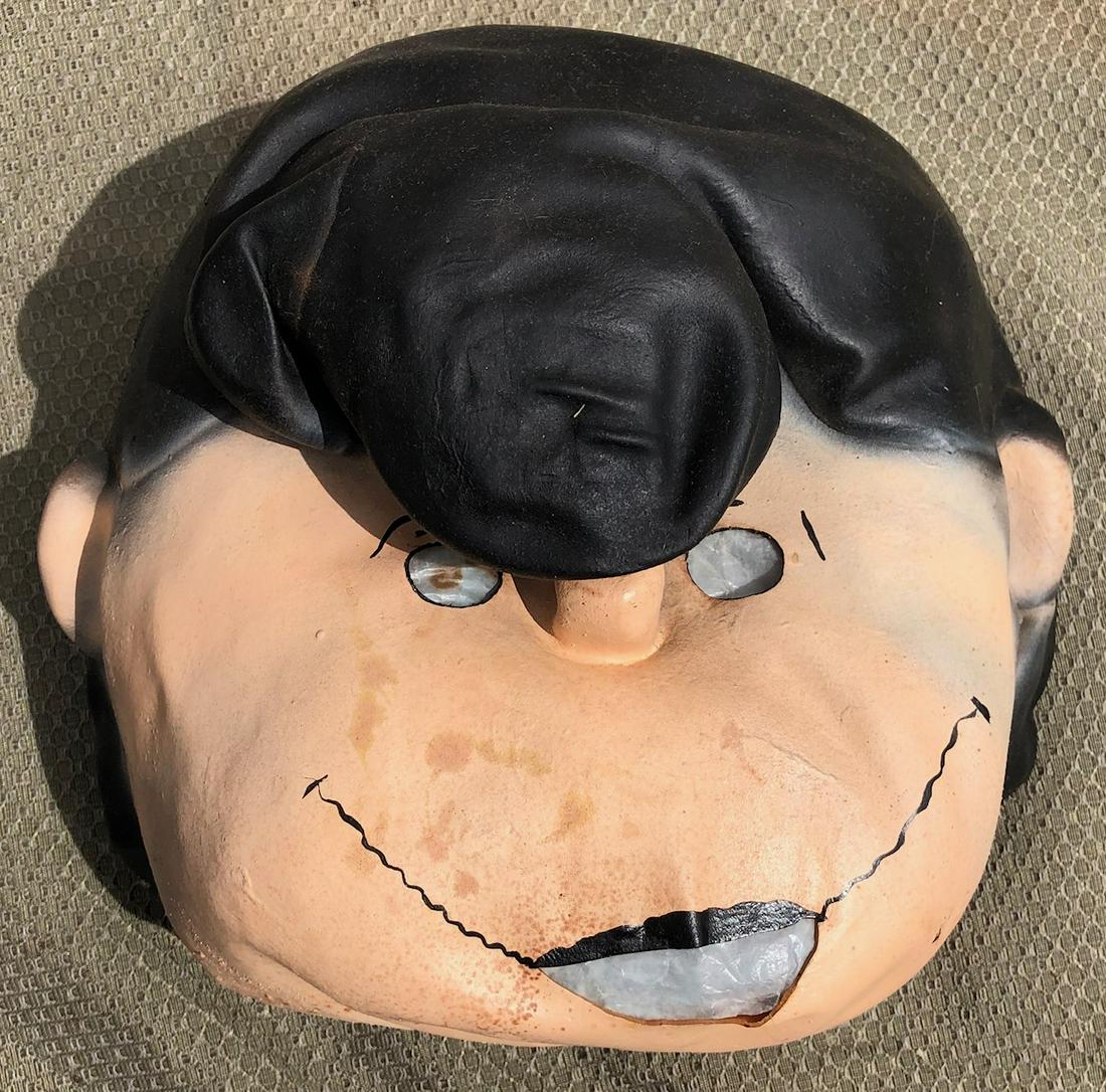 VINTAGE 1952 "PEANUTS" RUBBER LUCY MASK: DATED 1952 PEANUTS / CHARLIE BROWN RUBBER LUCY MASK