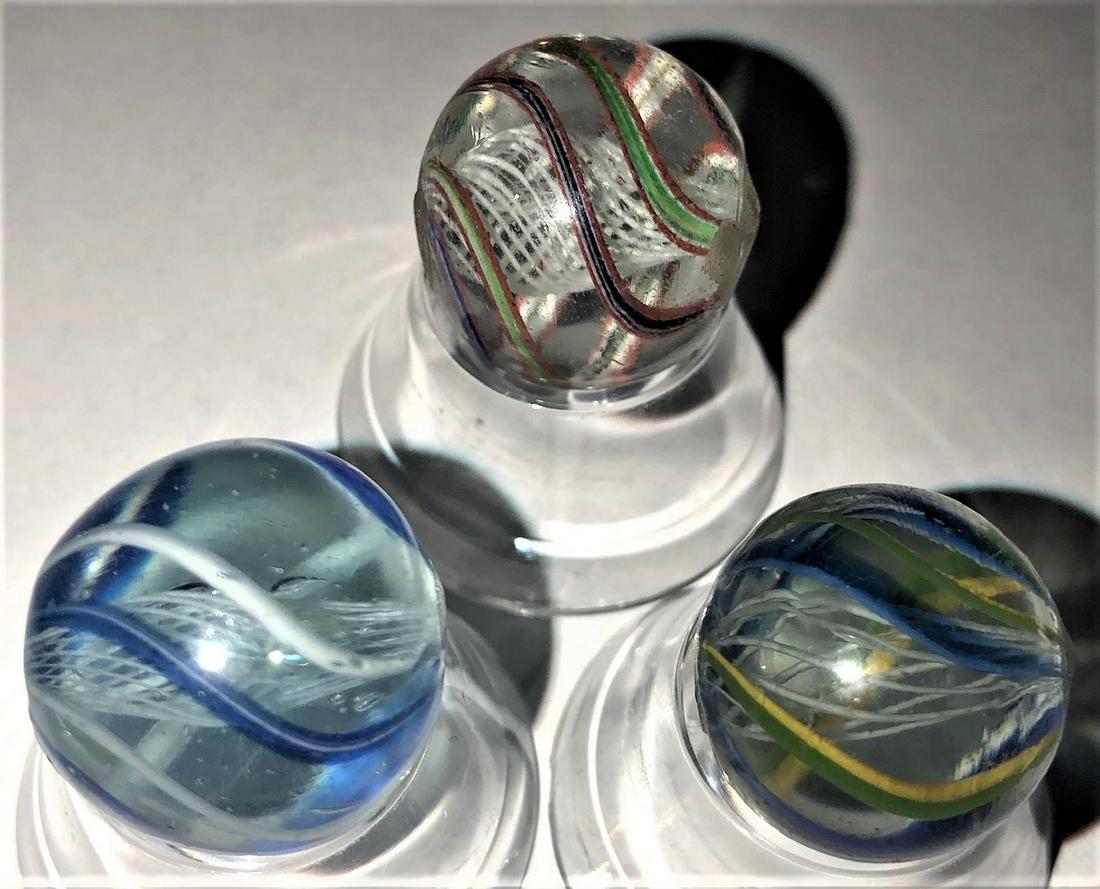 LOT 3 EARLY HAND MADE GLASS MARBLES (1 of 16)