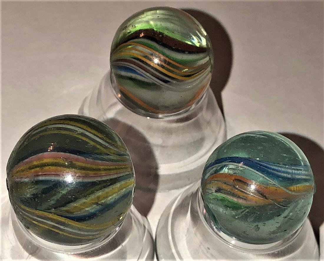 LOT 3 EARLY HAND MADE GLASS MARBLES (1 of 15)