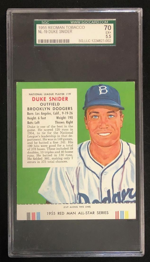 1955 RED MAN DUKE SNIDER BASEBALL CARD (1 of 5)