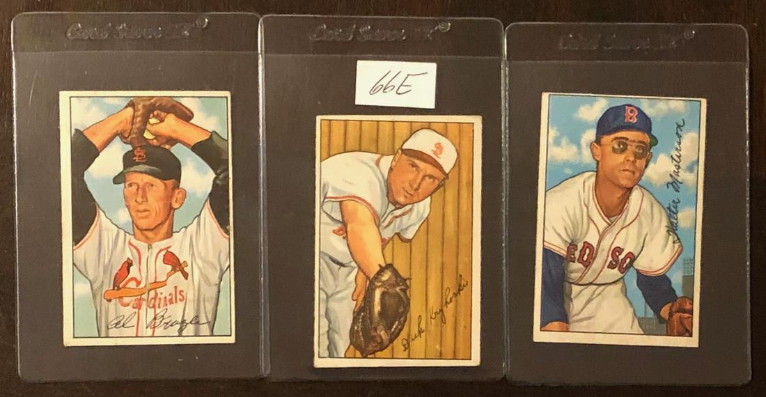 LOT 3 BOWMAN 1952 BASEBALL CARDS (1 of 7)