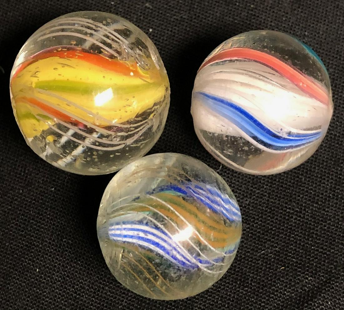 LOT 3 ANTIQUE GERMAN SWIRL GLASS MARBLES (1 of 7)