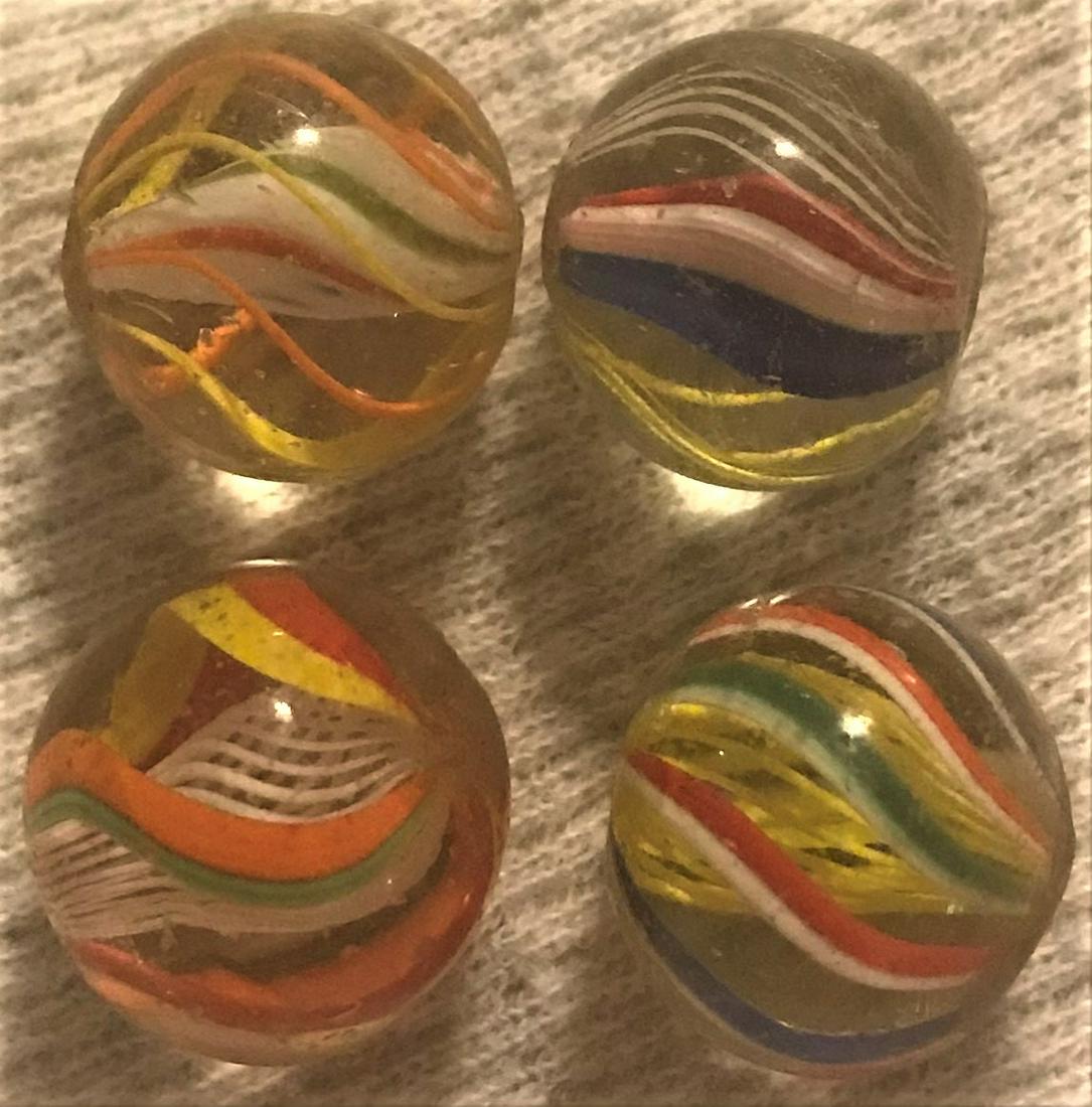 LOT 4 ANTIQUE GERMAN SWIRL GLASS MARBLES (1 of 6)