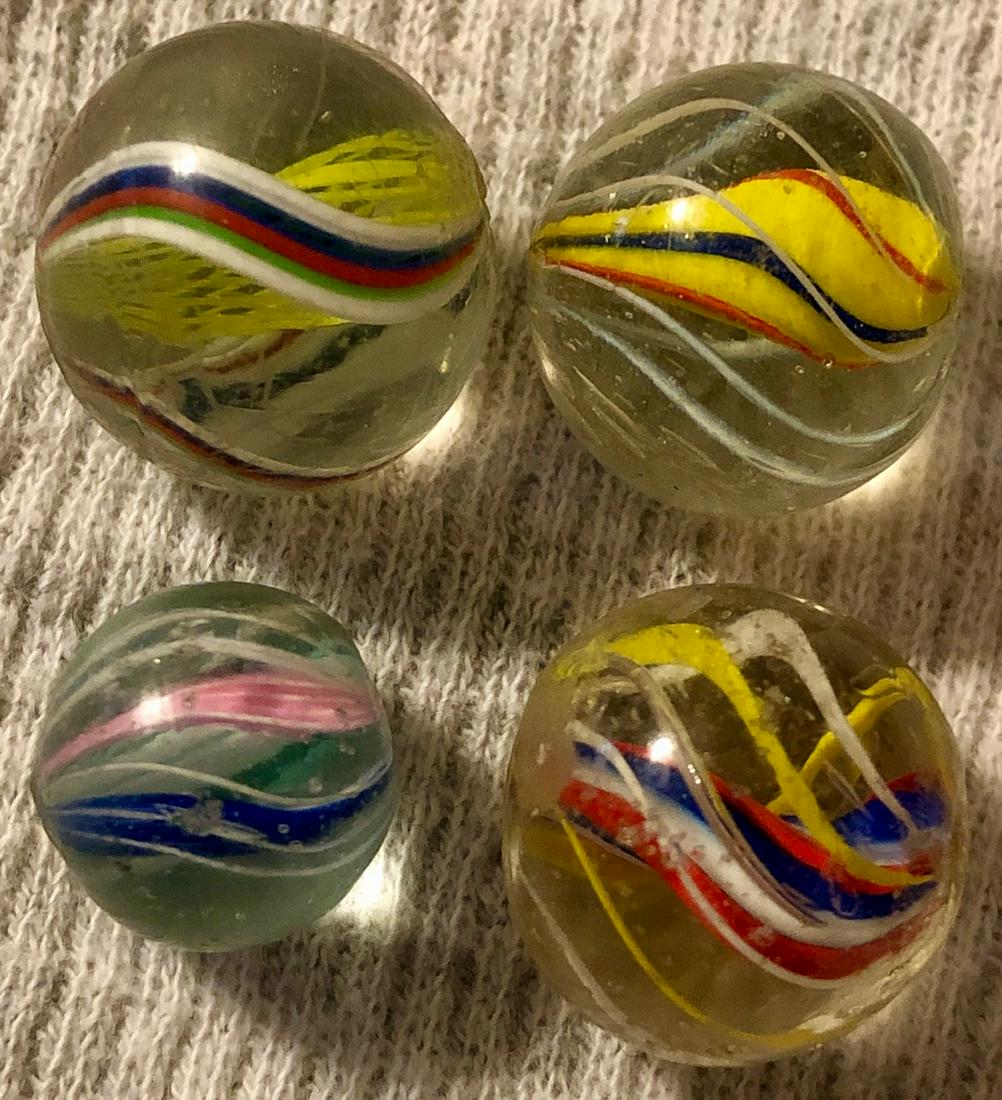 LOT 4 ANTIQUE GERMAN SWIRL GLASS MARBLES (1 of 6)
