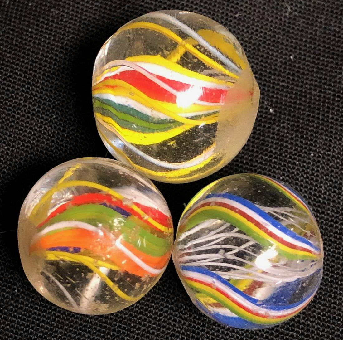 LOT 3 ANTIQUE GERMAN SWIRL GLASS MARBLES (1 of 6)