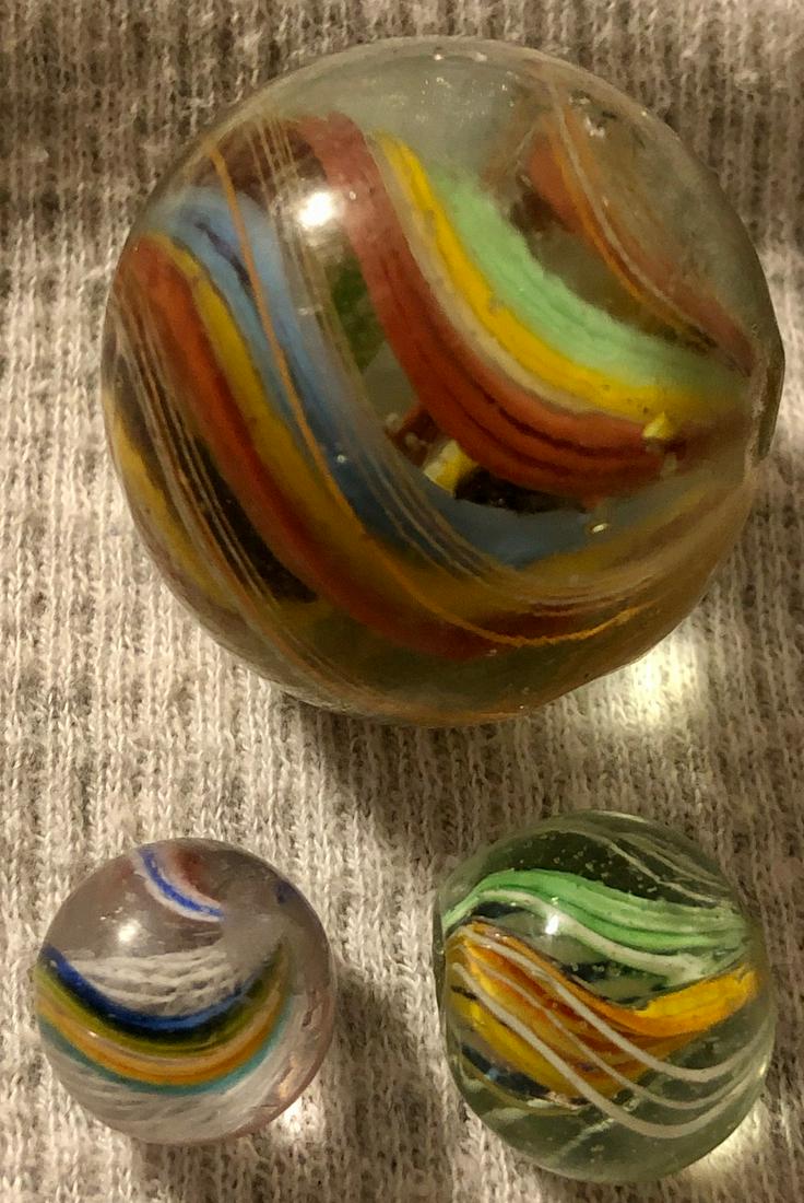 LOT 3 ANTIQUE GERMAN SWIRL GLASS MARBLES (1 of 8)