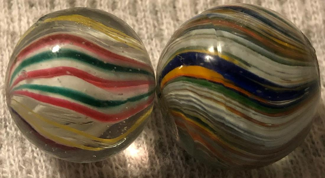 LOT 2 ANTIQUE GERMAN SWIRL GLASS MARBLES (1 of 8)
