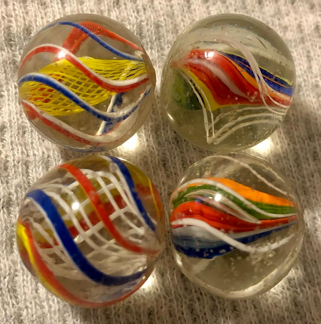 LOT 4 ANTIQUE GERMAN SWIRL GLASS MARBLES (1 of 9)