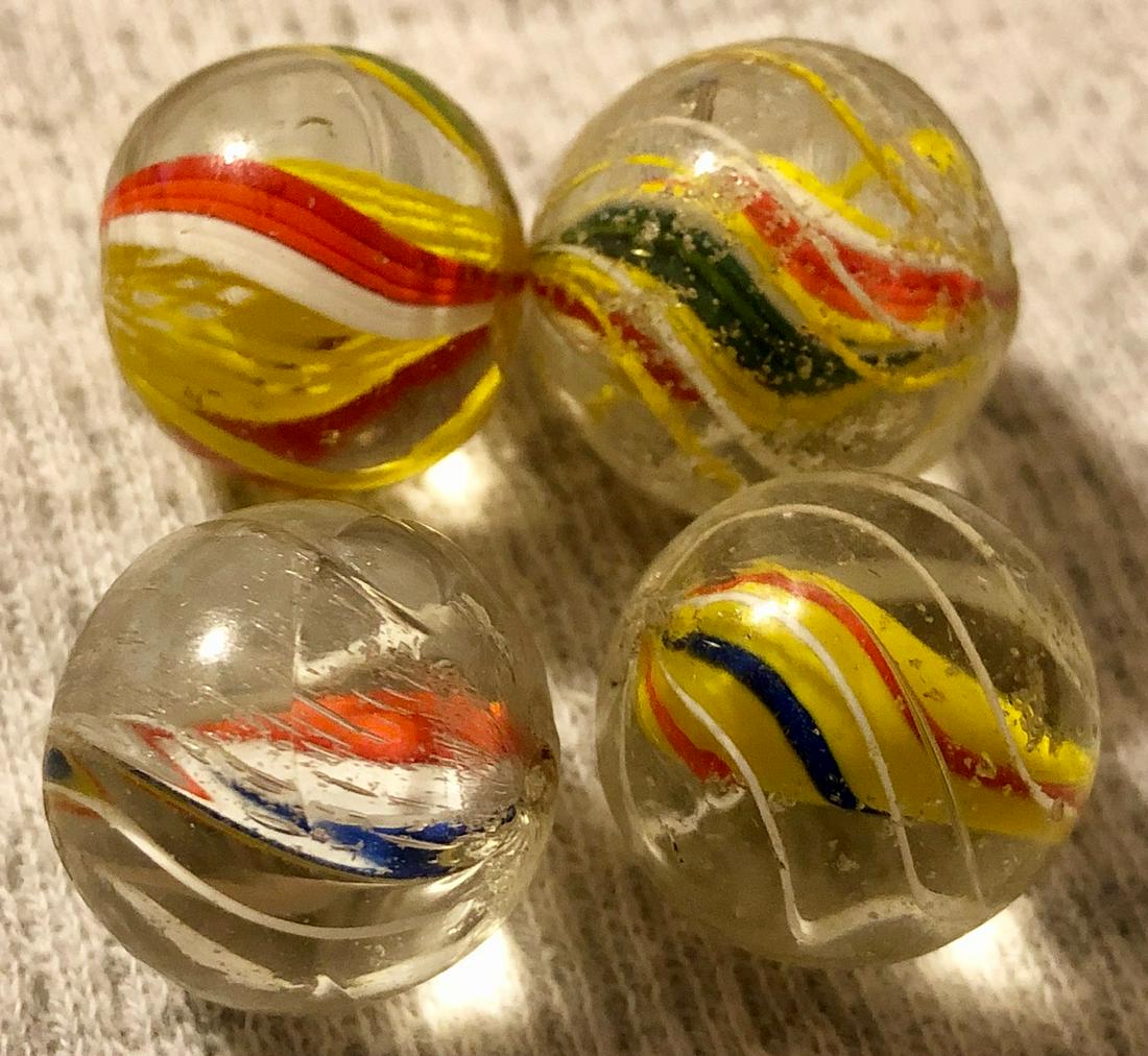 LOT 4 ANTIQUE GERMAN SWIRL GLASS MARBLES (1 of 7)