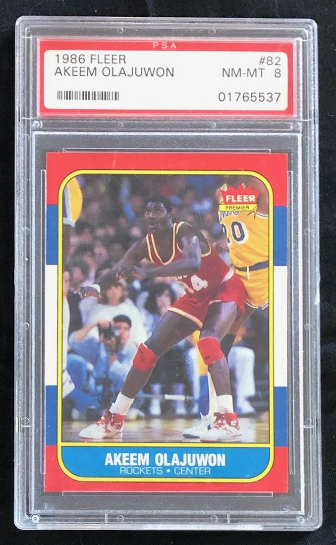 1986 FLEER AKEEM OLAJUWAN ROOKIE BASKETBALL CARD (1 of 5)