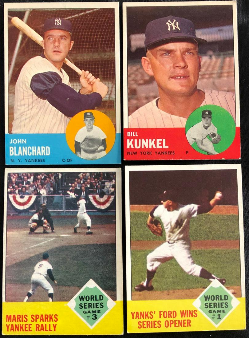 LOT 4 TOPPS 1963 N.Y. YANKEES BASEBALL CARDS (1 of 5)