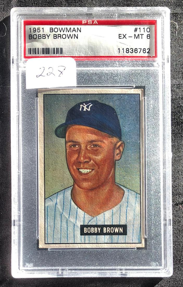 GRADED 1951 BOWMAN BOBBY BROWN BASEBALL CARD PSA 6 (1 of 4)