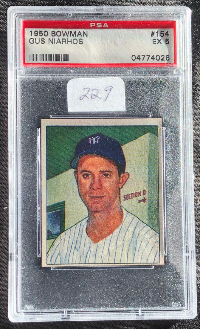 GRADED 1950 BOWMAN GUS NIARHAS BASEBALL CARD PSA 5 (1 of 4)