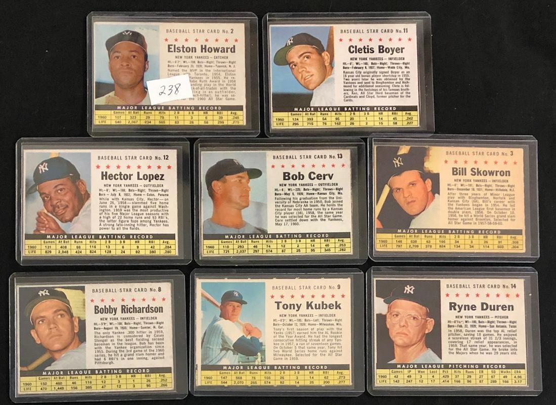 LOT 8 POST CEREAL 1961 N.Y. YANKEES BASEBALL CARDS (1 of 9)