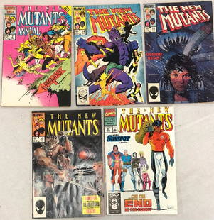 LOT 5 VINTAGE THE NEW MUTANTS ANNUAL COMIC BOOKS: #2 1986, THE NEW MUTANTS #14 1984, #18 1984, #29 1985, #99 1991