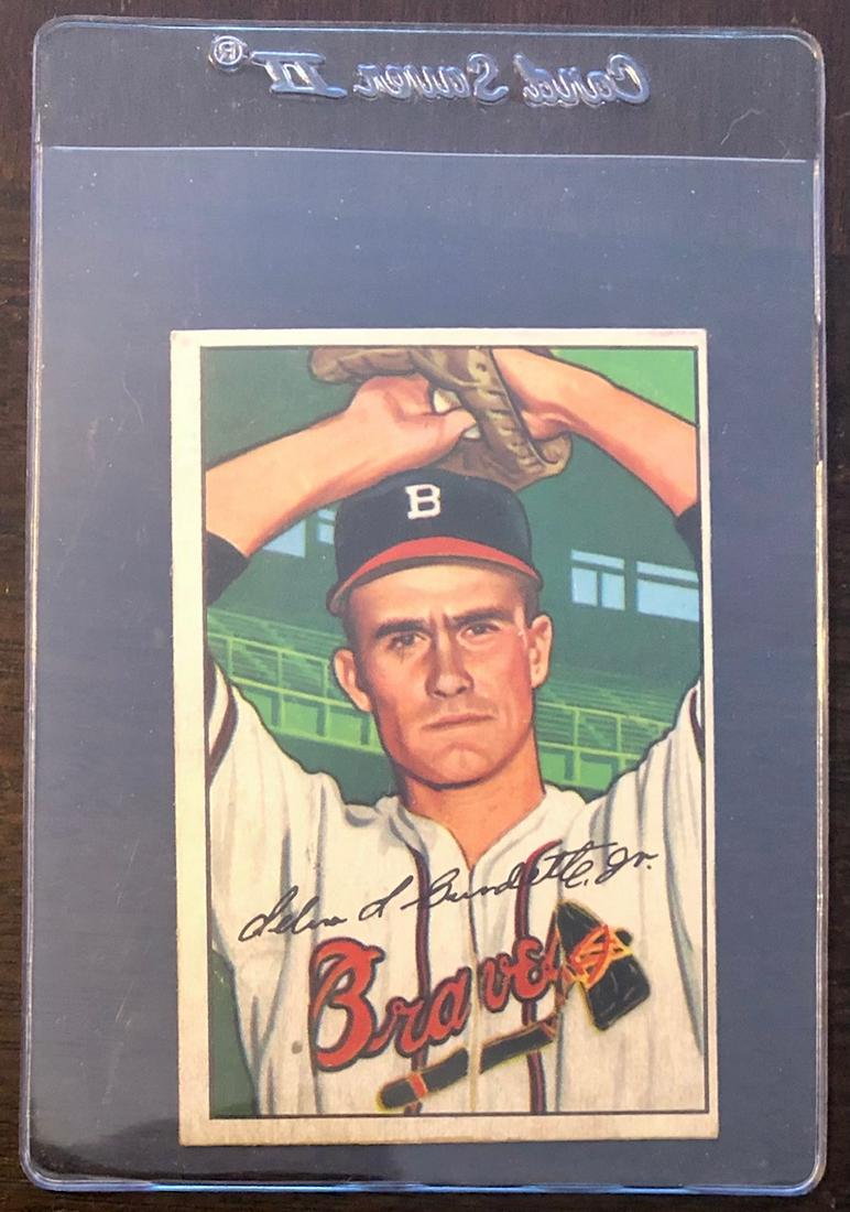 1952 BOWMAN ROOKIE LEW BURDETTE BASEBALL CARD: 1952 BOWMAN #244 ROOKIE LEW BURDETTE BASEBALL CARD - CLEAN BACK - SHARP CORNERS - O/C SIDE TO SIDE