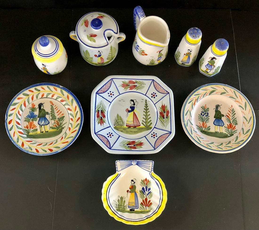 LOT 9 PCS FRENCH HENRIOT QUIMPER (1 of 16)